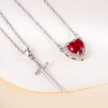 Premium Stainless Steel Heart & Sword Couple Necklace Set for Men & Women