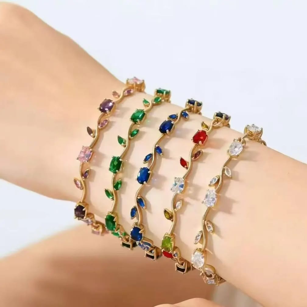 Viral Tulip Crystal Bracelet for Women – Gold Plated Floral Bracelet