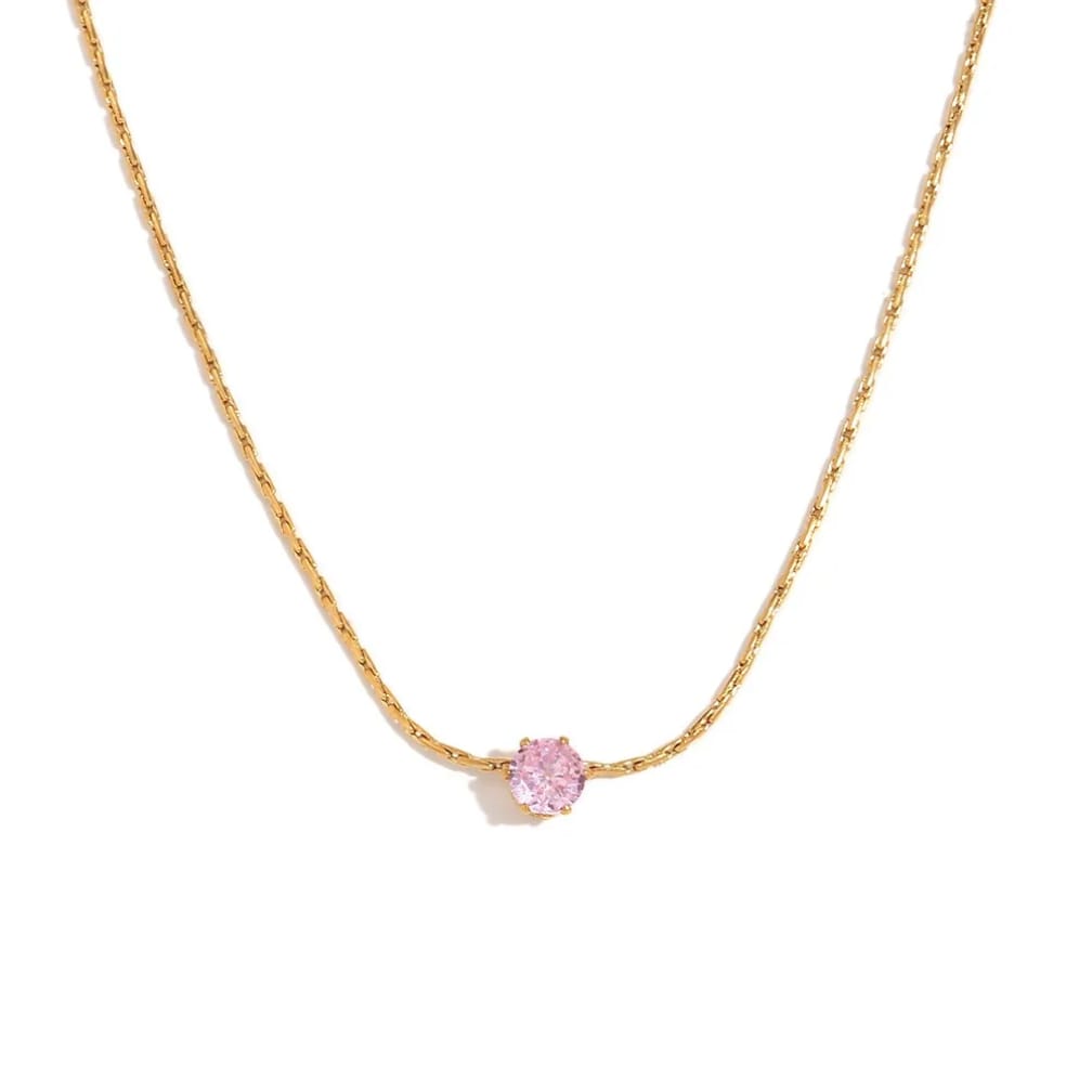 Minimalist Crystal Solitaire Necklace for Women – Gold Plated Stainless Steel