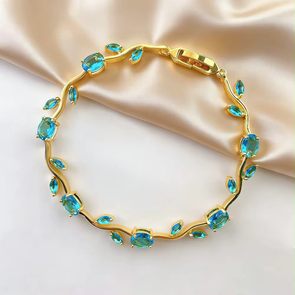 Viral Tulip Crystal Bracelet for Women – Gold Plated Floral Bracelet