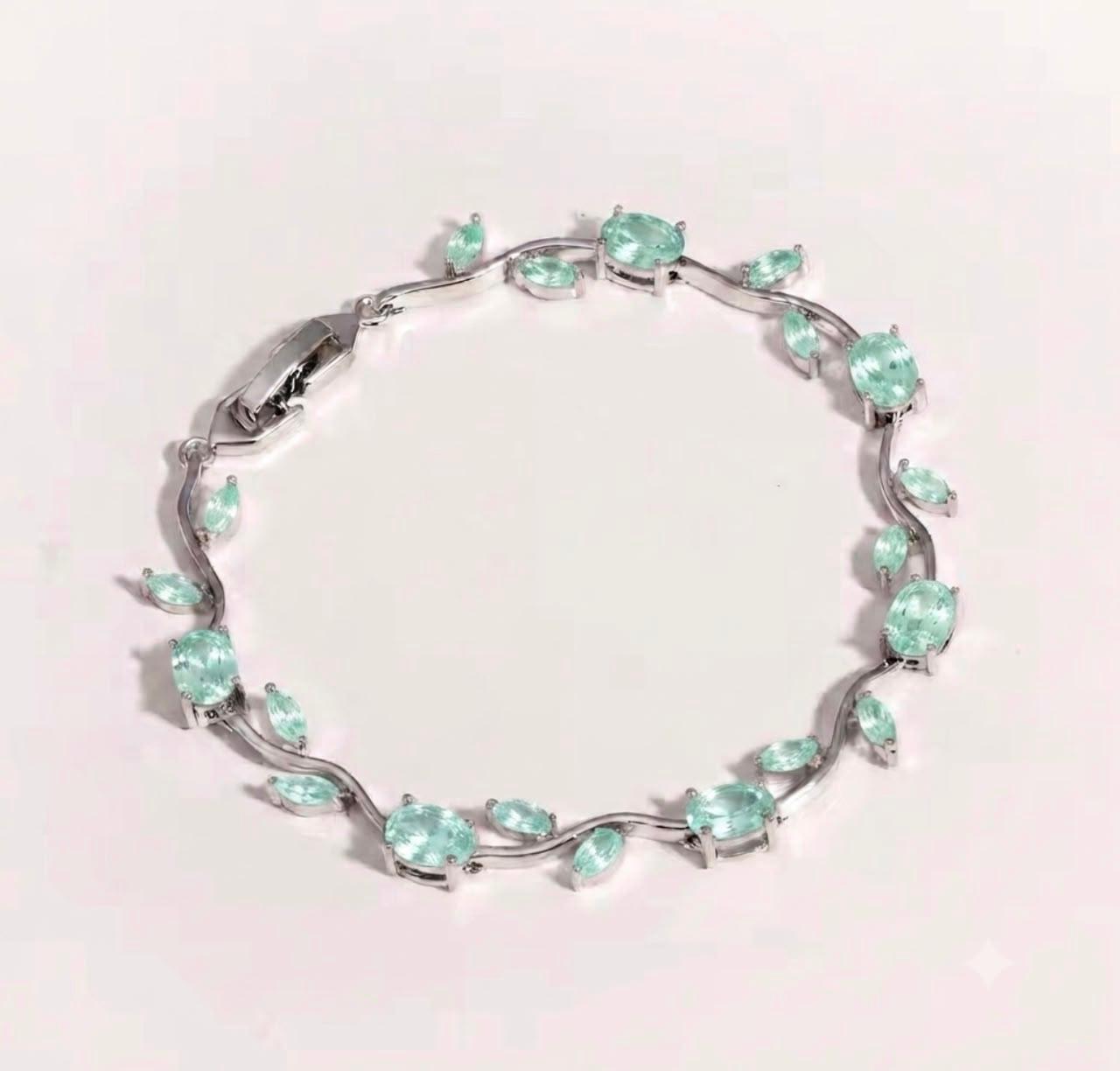 Graceful Tulip Crystal Bracelet for Women – Silver Finish Floral Bracelet