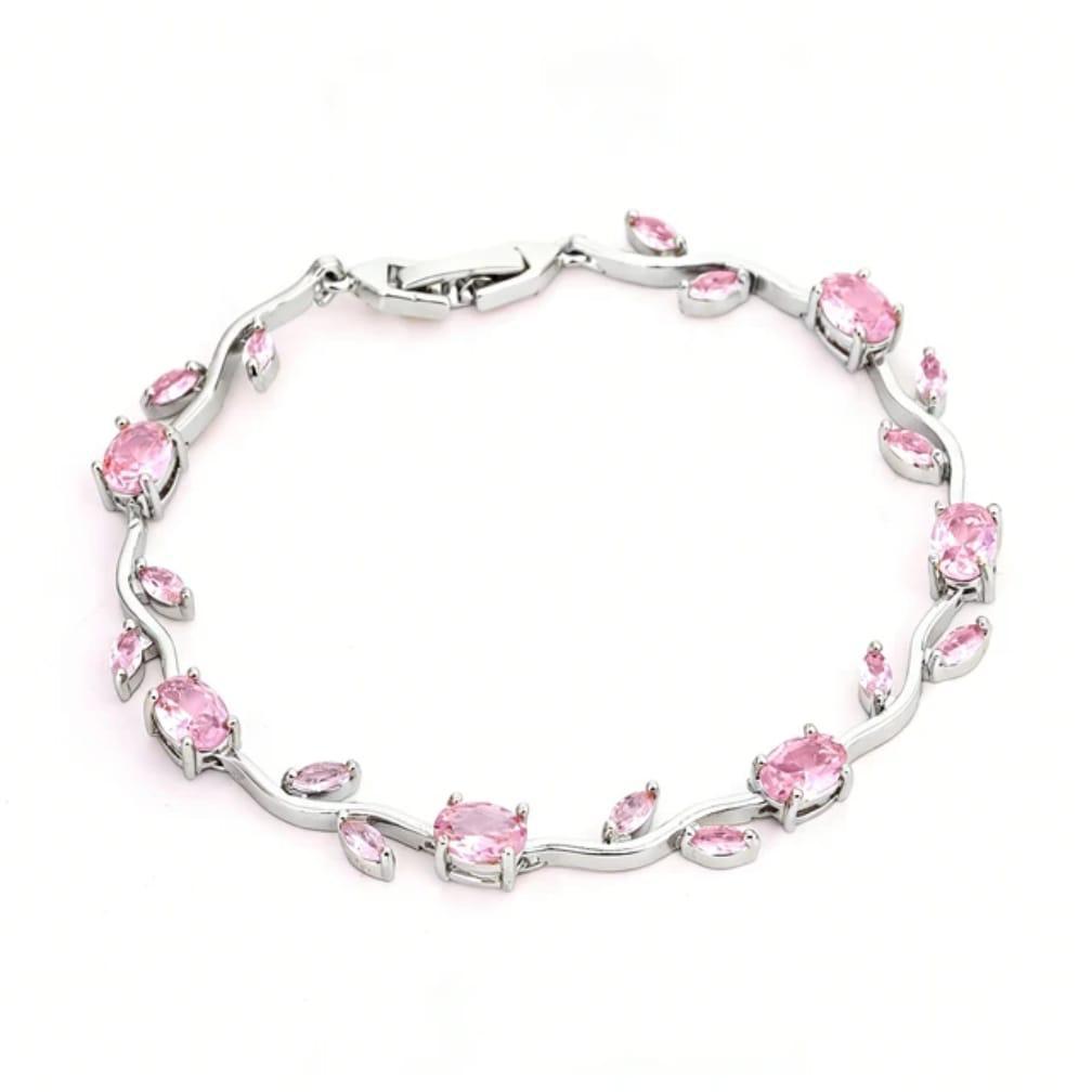 Graceful Tulip Crystal Bracelet for Women – Silver Finish Floral Bracelet