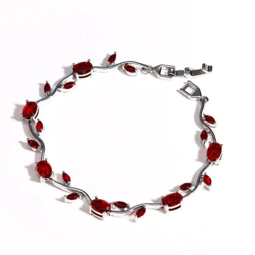 Graceful Tulip Crystal Bracelet for Women – Silver Finish Floral Bracelet