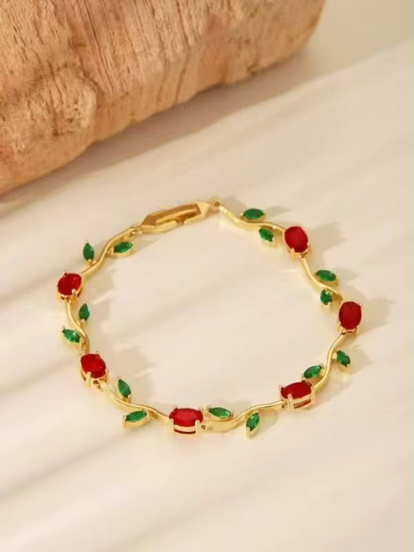Viral Tulip Crystal Bracelet for Women – Gold Plated Floral Bracelet