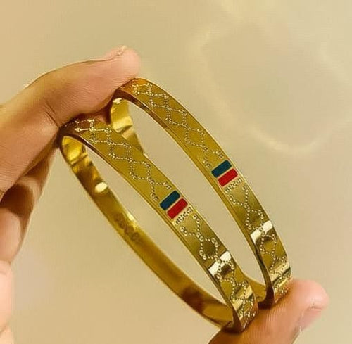 Premium Gold Plated Stainless Steel Designer Bangle Bracelet for Women-Premium Jewelry Box
