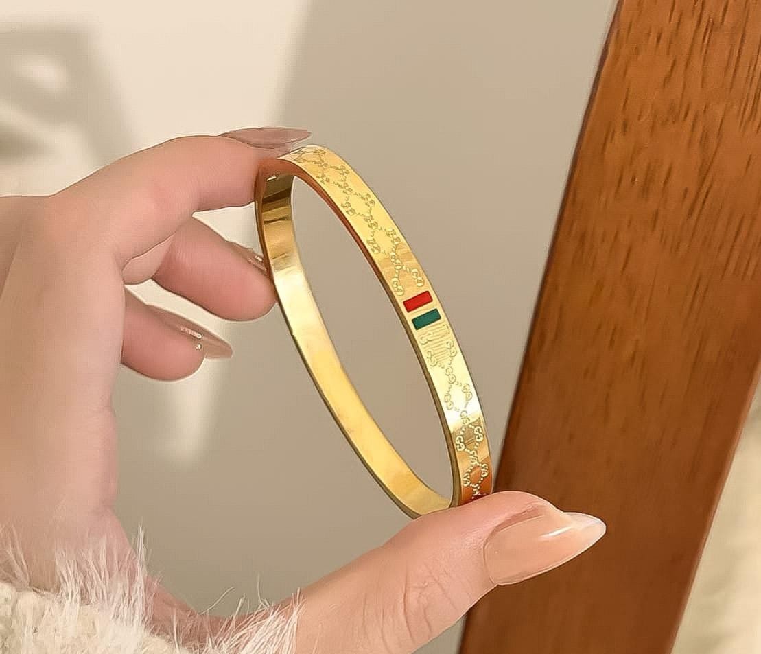 Premium Gold Plated Stainless Steel Designer Bangle Bracelet for Women-Premium Jewelry Box